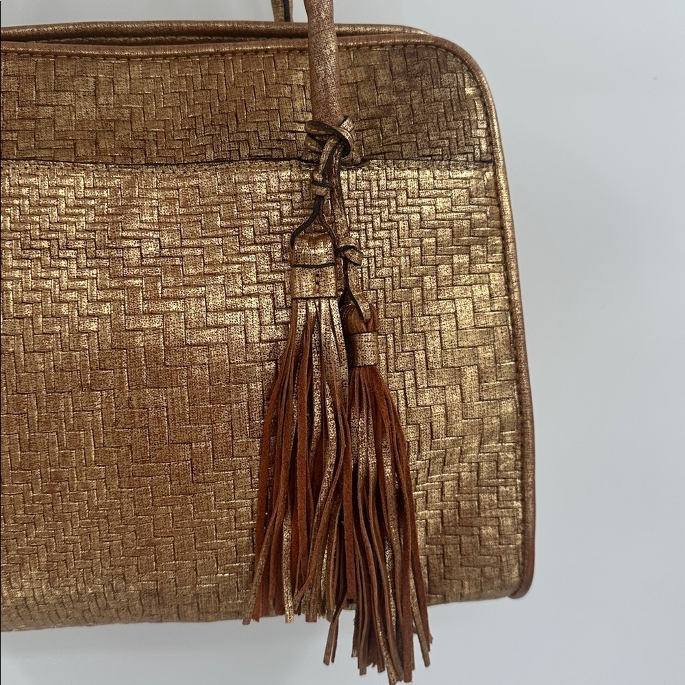 Patricia Nash Paris Gold Woven Tote Bag with Tassel - Picture 2 of 14